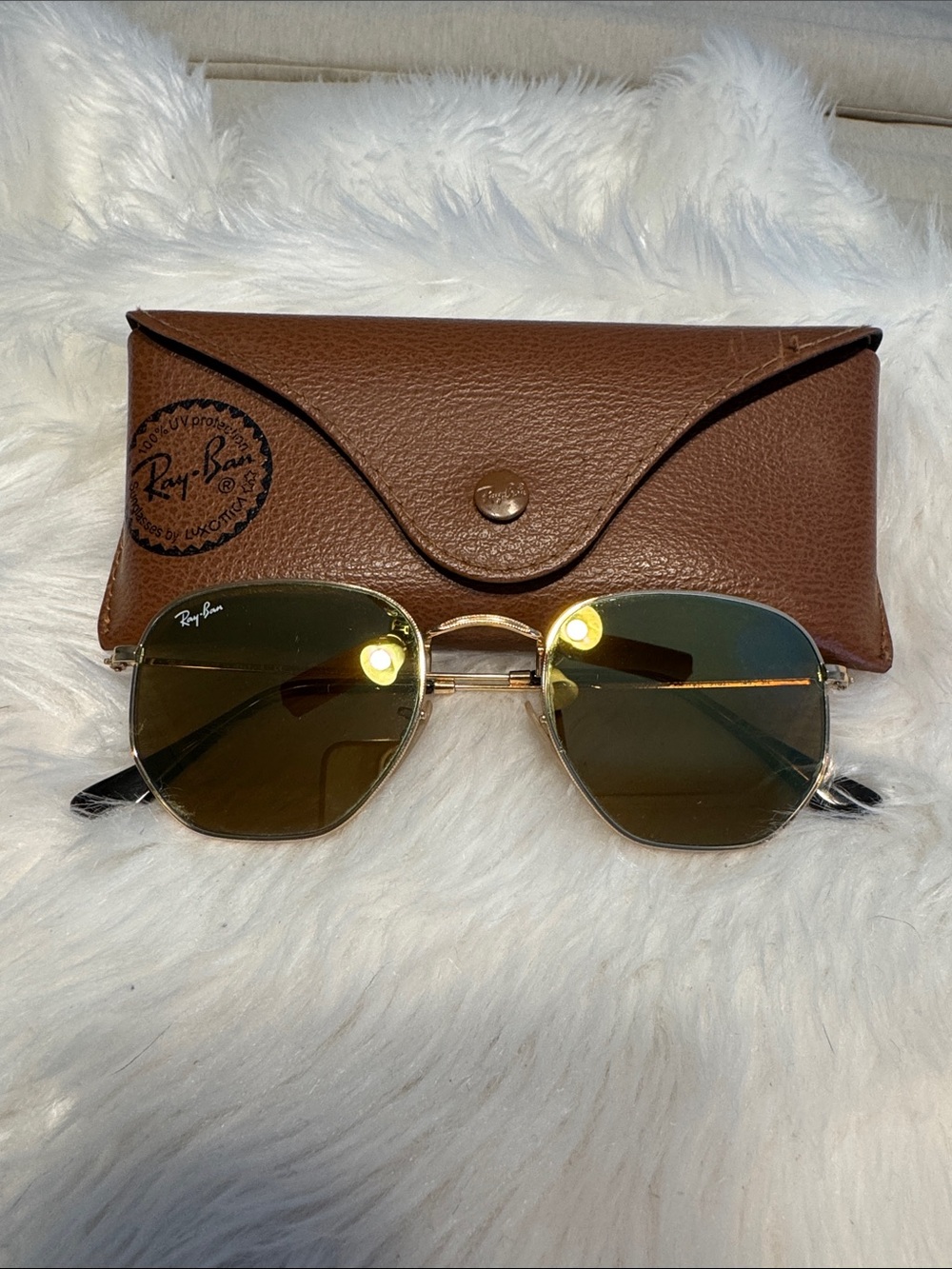 Ray-Ban Women Gold Frame Brown Lens Sunglasses